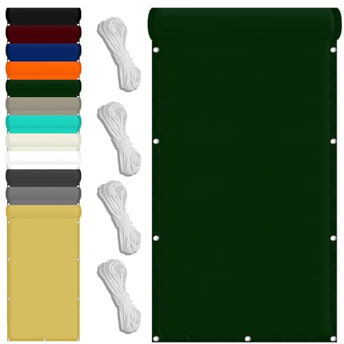 Vele Ombreggianti Rettangolari 130 x 300 cm Impermeabile Tenda a Vela Tenda Traspirante in Pes per Protezione Dai Raggi UV e Antivento Ideali per Cortile Patio e Campeggio, Verde Scuro