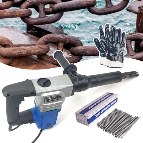 json2xml Removedor Pintura con Aguja eléctrica portátil -850w/Mango Frontal Ajustable/para Eliminar óxido,Pistola desoxidante Mano con 120 Agujas desincrustantes 3 × 180 mm y Guantes Antideslizantes