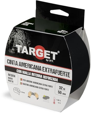 TARGET CTN3250N American Tape Extra Strong Heavy Duty Mesh Reinforced Up to 0.43mm Thick (Black, 32m x 50mm)