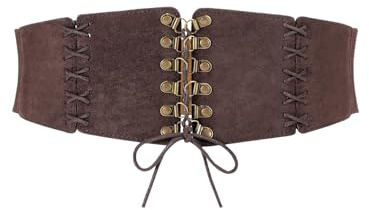AOWVUTS Cinturones Ancho para Mujer Ancho Elástico Corsé Cintura Correa de Piel con Cordones Corsé Cinturón Retro Cinch Cinturón de Cintura Corsés Vestidos de Fiesta
