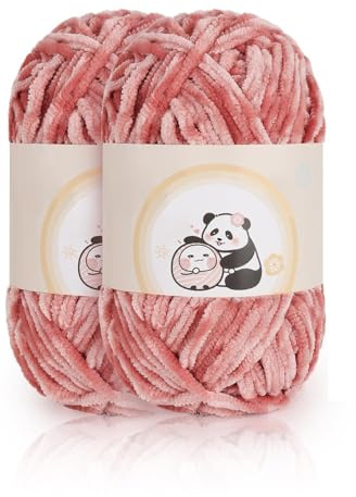Aeelike 200 g varmt chenille-stickgarn för virkning, fluffig tjock ull för handstickning, sammet babyull för stickning, mjuk plyschull för amigurumis babyfilt, läder rosa