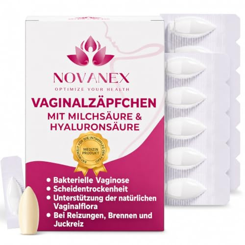 vaginalzäpfchen mit Milchsäure & Hyaluronsäure | bei bakterieller Vaginose und Scheidentrockenheit – Lindert schnell Reizungen, Juckreiz, Brennen, Geruch und Ausfluss. Flora intima. Hormonfrei, 10pcs