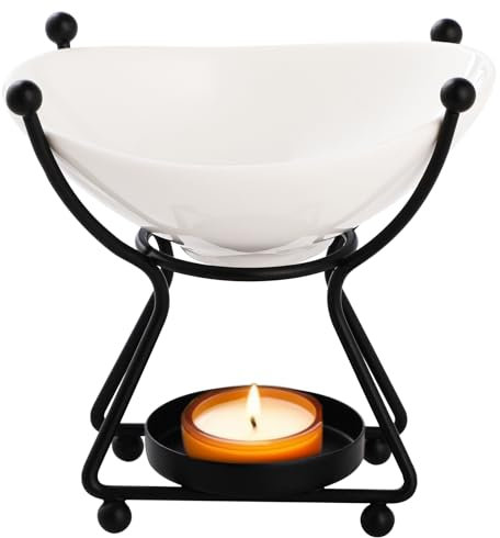 WD&CD Metal Ceramic Candle Aroma Burner Oil Burner Home Decoration Iron Aromatherapy Lamp Candle Löffel Aroma Diffuser Schwarz 08