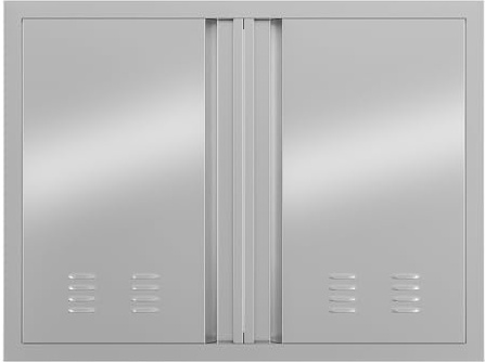 Außentüren, 66 x 61 cm, 304 Edelstahl, Grill-Zugangstür mit versenktem Griff und Belüftungsöffnungen, für Außenküche und Grillinsel, Silber