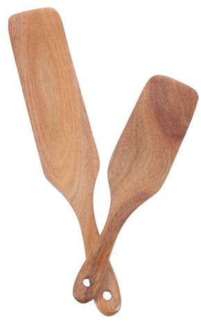 HOLIDYOYO 2pièces Spatule Bois Ustensiles De Cuisine Européens Spatule Plate Et Cuillère Bois Outil De Cuisson Lavable Accessoire De Cuisine