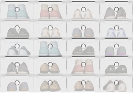 HHEMSTD Schuh Aufbewahrung Box 20 Stück Schuh Boxen Klarer Aufbewahrung Skasten Set Stapelbarer Schubladen organisator Behälter Weiß