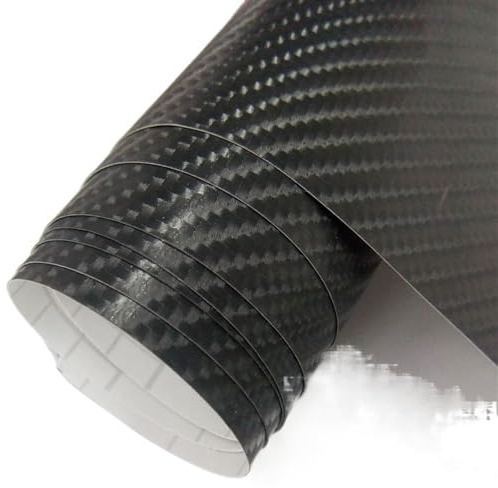 WANGBINGXING Autofolie Schwarz Matt Auto Vinyl Aufkleber 3D 4D 5D Carbon Faser Film Wrapping Folie Laptop Haut Telefon Abdeckung Motorrad Dekoration Filme(4D Black,50cm x 152cm)