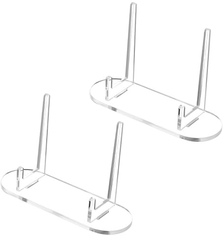 2 espositori trasparenti per carte, ideali per foto, carte collezionabili e piccole opere d'arte, eleganti e stabili per esporre su tavoli, scaffali o banconi