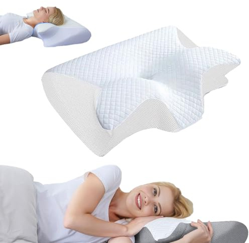 Generico Cuscino Cervicale, Cuscino per Cervicale per Dormire, Cervicale per Alleviare il Dolore a Collo, Schiena e Spalle (bianco)