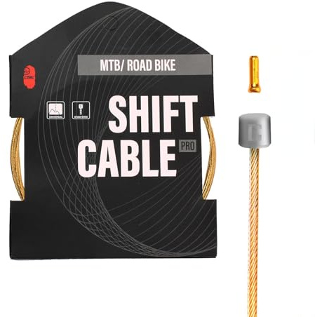 1.2 X 2100mm Bike Gear Cable for Shimano/SRAM Universal Brake Shifter Derailleur Cable Set for Bicycles MTB Mountain Road Bike Pro Slick Polished High Precision Grinding Standard Inner Gear Wire Gold