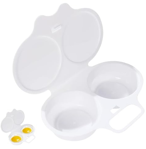 1 PCS Microwave Egg Poacher, 2 Cavity Edible Silicone Double Drain Poached Egg Maker With Lid, egg Moulds, Reusable egg Cooker For Healthy Meals And Protein Additions, Kitchen Cooking Gadgets - White