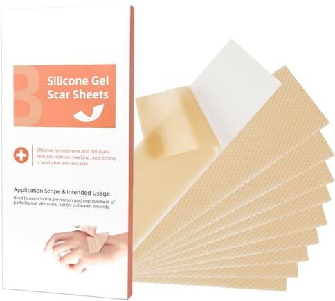 BUTBU Silicone Scar Sheets, 10PCS Silicone Scar Tape (4cm x 15cm), Reusable scar Tape Strips, Effective Coverage for Keloids, Burns, Tummy Tuck, Acne, Stretch Marks