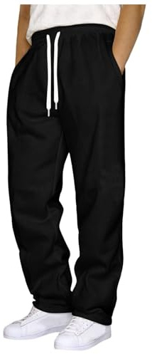 Jogging Homme Pantalon Baggy Sweatpants Mode Sport Pantalon de Survêtement Taille Élastique Pants Large Workout Training Chaud Pants Poches Automne de survêtement Homme doublé Polaire Hiver Chaud (L)