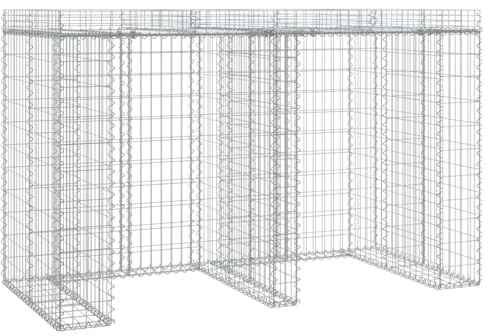 Homgoday Gabionen-Mülltonnenbox 192x91x120 cm Verzinktes Eisen Gabionenwand Model151336