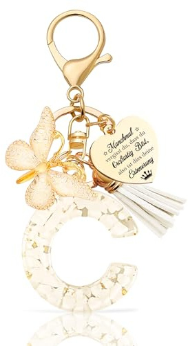Anruzon Schlüsselanhänger Mädchen Buchstabe - Schlüsselanhänger mit Anfangsbuchstaben Schlüssel Anhänger - Einschulung Geschenk - Keychain Geschenk für Kinder, Mädchen, Frauen