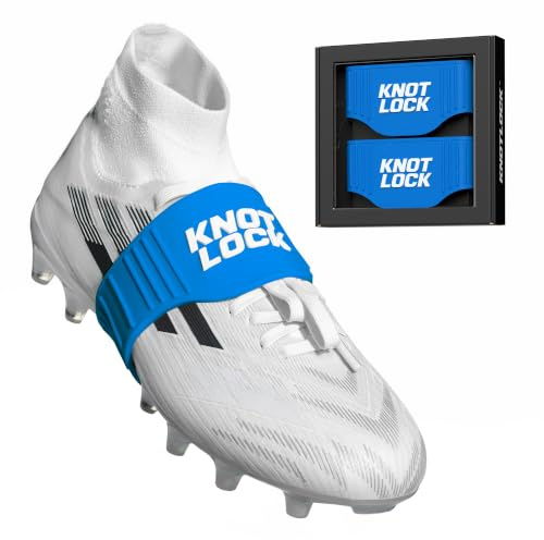 KnotLock – Blue/White | Shoelace Band for Football Boots | Pure Silicone Lace Holder