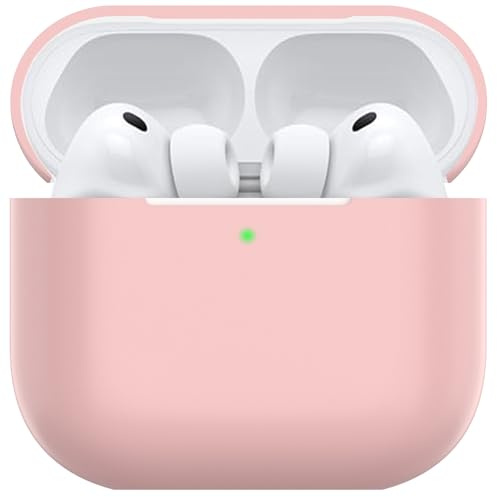 Nemteur Hülle für AirPods Pro 3, Thin Schützende Silikon Case für Air Pods Pro 3 2025 (USB-C) Skin Front LED Sichtbar Silicone Cover, Rosa