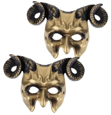 GARVALON 2 St Oxhorn Halvansiktsmask för Halloween och Maskeradfest Bekväm och Mångsidig med Unika Horn för Festival och Rollspel