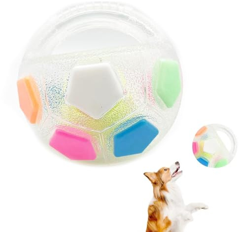 TUSIDER Lustiger Anti-Stress Hundeball: Interaktiv Mit Quietscher, Unzerstörbarer Griff & Zahnreiniger, Für Mittlere & Große Hunde (transparent)