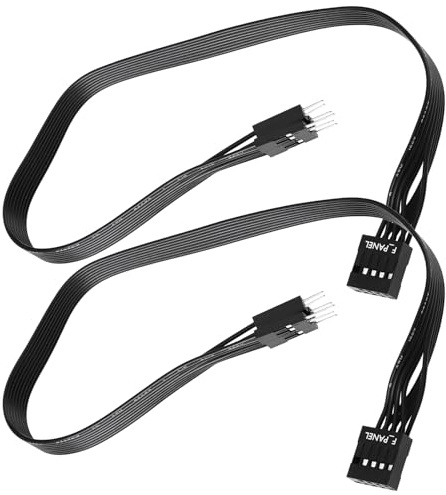 VGOL 2PCS Motherboard Front Panel Header Adapter Cable F Panel Female to Dual 2 Pin Male 30 cm Black