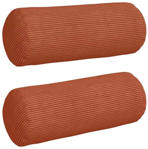 XHNIFBN Juego de 2 almohadas decorativas para el cuello de 15 x 40 cm, de pana, cojín con rollo para sofá y cama, cojín decorativo con relleno de poliéster y funda extraíble, diseño moderno, color