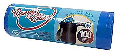Bolsa de basura autocierre azul 100 litros 85x102 cm rollo de 10 unida.