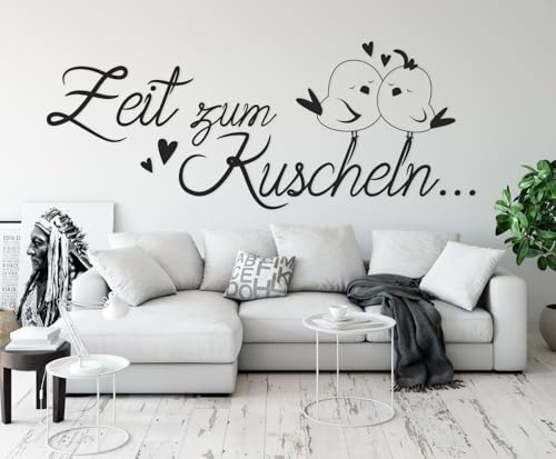 tjapalo® a8 wandtattoo Zeit zum Kuscheln Wandtattoo Schlafzimmer spruch liebe Wandtattoo Wohnzimmer romantisch Wandsprüche paare, Farbe: gold metallic, Größe: B100xH38cm