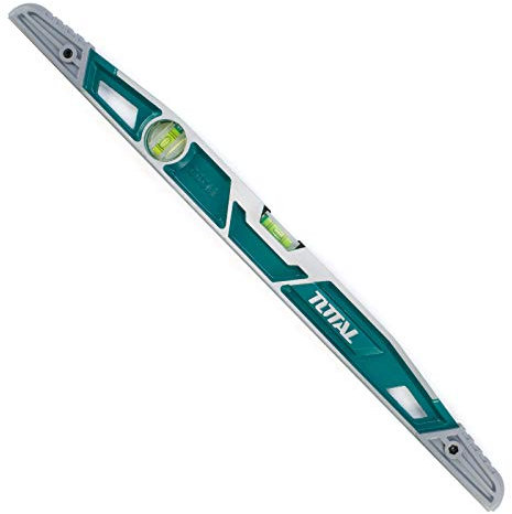 TOTAL - Nivel de Burbuja Trapezoidal - Burbuja Horizontal y Vertical - Herramienta de Medición para Construcción y Bricolaje - Lateral de ABS - 600 mm - Aluminio