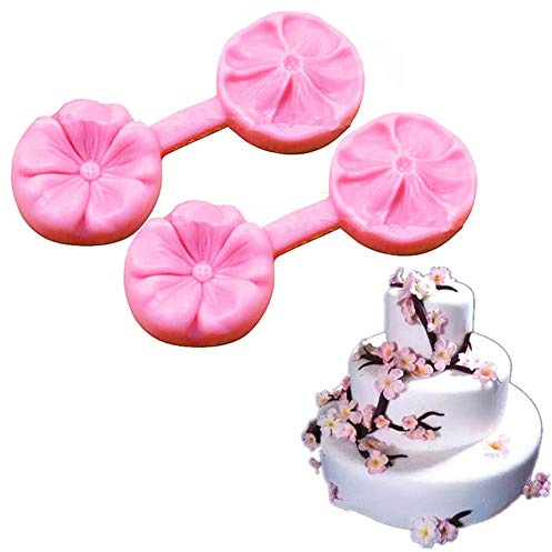 DUBENS 2 stampi in silicone a forma di fiori di ciliegio, per torte, per fondente, cupcake, sapone, dolci