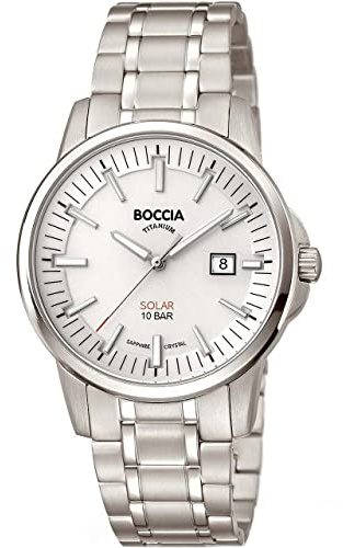 Boccia Solaruhr für Herren 39mm Titan mit Saphirglas grau, Silber