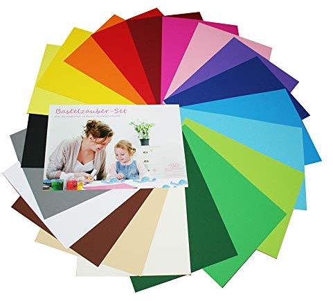 DIY - DIN A6 - Bastelzauber Bastelkarton Tonpapier - 40 Bögen in 20 verschiedenen Farben, 2 Bögen pro Farbe, 180g/m²