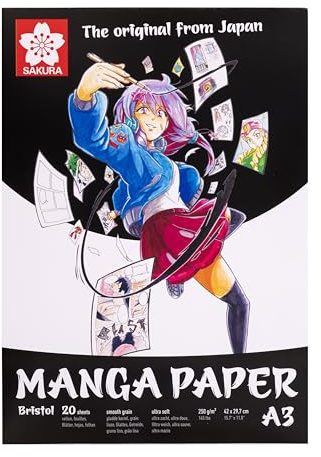 Sakura Manga Papierblock - A3 42x29.7cm - 250g - 20 Blatt - Ideal zum Zeichnen & Skizzieren