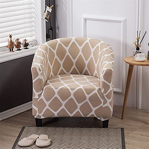 Highdi Sesselschoner Sesselüberwurf mit Elastisch Stretch Husse, Club Chair Einsitzer Schonbezug Sofabezug mit hoher Dehnung Sessel für Clubsessel Loungesessel Cocktailsessel (Beige,65-90cm)