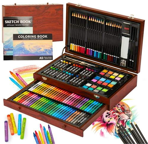 KINSPORY 146 pezzi valigetta colori bambina, pittura valigetta per bambini, Set per disegno, kit disegno acquarellabili bambini