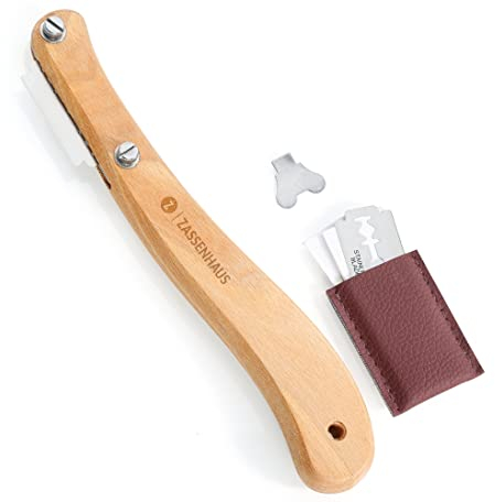 Zassenhaus Bäckermesser Buche | 5 Ersatzklingen | Werkzeug | Aufbewahrungstasche | Schnitttiefe 5-10 mm | Buchenholz | Teigmesser | Baguettemesser | Einschneiden von Brot und Baguette, 077629