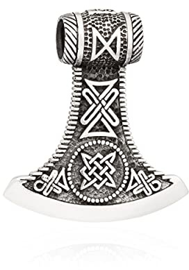 NKlaus Kettenanhänger Thors Hammer 925 Silber 39x34mm Silberanhänger Wikinger Amulett 10273