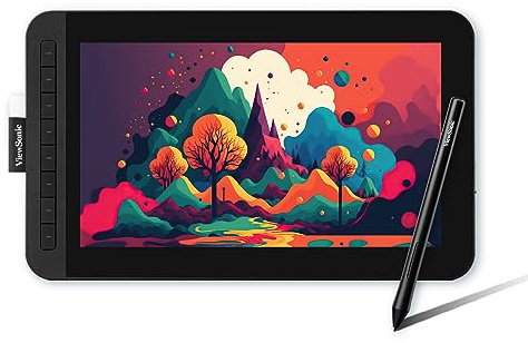 ViewSonic ID1230 Drawing Tablet with Full HD 12 Inches Display Screen, 8192 Pressure Sensitive Pro Pen 2 Tilt Recognition, Compatible with Mac and Windows