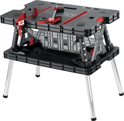 Keter Foldable Workbench 85 x 55 cm Max. 453 kg Including Screw Clamps Workbenches