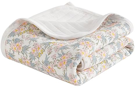 NTBAY Jersey Cotton Quilted Toddler Blanket, Breathable and Warm for Boys and Girls Baby Blanket, 30x40 Inches, Pink Floral