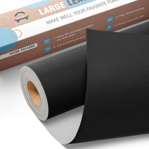 Leder Reparatur Set Schwarz,OAZ Kunstleder Selbstklebend 40 x 80 cm,Kunstleder Reparaturset Leder Reparatur Patch Selbstklebende Lederflicken für Autositze Möbel Sofa Taschen