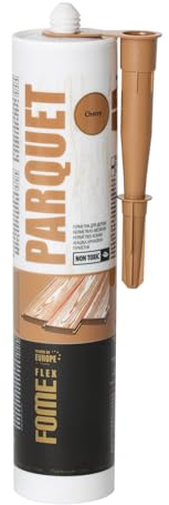 Kirschefarbener Premium-Dichtstoff für Parkett & Laminat FOME FLEX PARQUET – Kirsche, elastisch, langlebig, überstreichbar und lackierfähig. Ideal zum Füllen und Reparieren von Fugen und Rissen.