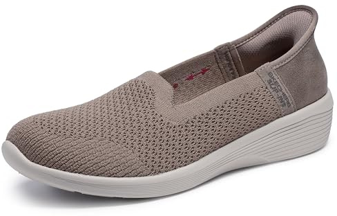 Skechers - Zapato,mocasín de Tela,sin Cordones,Suela Blanca de Goma con cuña,Calado,de Rejilla para: Mujer Color: TPE Talla:36