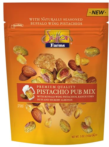 Setton Farms Pistachio Pub Mix Sac de 140 g avec pistaches Buffalo Wing Pistaches, noix de maïs ranch, chips de sésame rôties au miel et amandes au caryer