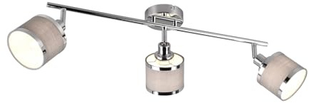 meineWunschleuchte 3-flammiger Deckenstrahler Silber Chrom, Stoffschirme Grau Breite 80cm
