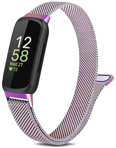 Armband Kompatibel mit Fitbit Inspire 3/Fitbit Inspire 2 Armband, Nigaee Edelstahl Metall Magnet Ersatzarmband für Damen Herren