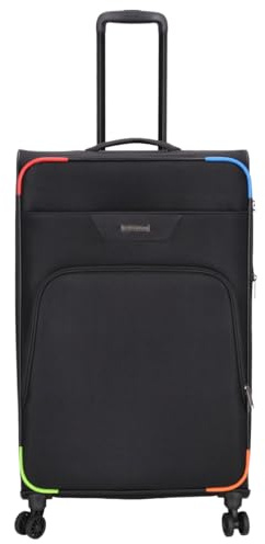Kenorada Reisetrolley SoftLITE 4w | Koffer aus strapazierfähigem Polyester | Leichter Trolley mit Vier Doppelrollen | TSA Zahlenschloss (Bunte Ecken, L - 78 cm großer Koffer)