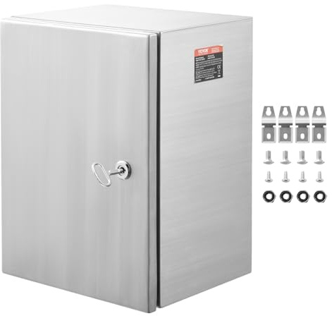 VEVOR Coffret Électrique en Acier Inoxydable, Armoire Électrique 50x40x20 cm Boîtier Mural Étanche IP66 avec Plaque de Montage, Charnière de Verrou pour Équipements Électroniques Électriques Extérieur
