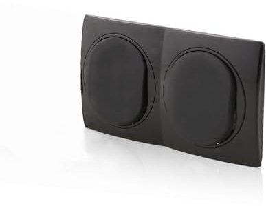 Nobilis - Juego de 2 Cubre Interruptores de Luz Horizontales y 2 Interruptores de Luz para Pared (10 AX, 250 V, 60 mm de diámetro, 80 x 151 mm), Color Negro