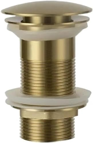 EQQHJL Waschbecken-Becken-Abflussstopfen, gebürstetes Roségold, Badezimmer-Becken, Waschbecken, Pop-Up-Ablauf, Abfallstopfen, Badezimmer-Wasserhahn-Zubehör (Color : Brushed Gold No Hole)