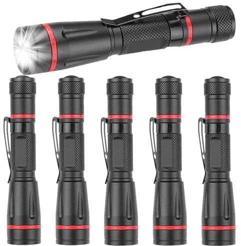 MODOAO Mini linterna pequeña ultra brillante, linternas de mano, con zoom, impermeable, linterna LED delgada para camping, exteriores (paquete de 6)